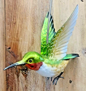 Hummingbird Metal Bouncy Garden Bird Decor 10.75" x 8" - Picture 1 of 4
