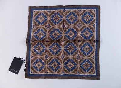 KITON Napoli hand made brown floral print silk pocket square authentic NWT - Image 1 of 3