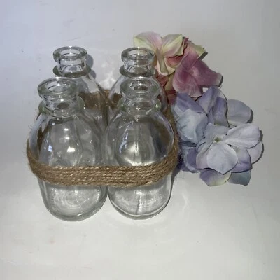 Jarrón rústico Shabby Chic Bud racimo con centro de mesa de yute decoración del hogar de cabaña Foto 1 de 4