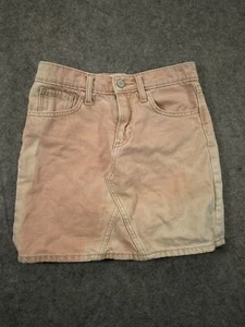 Old Navy Denim Jean Skirt Youth Girl L 10 12 Large Pink Distress Fade Adjustable - Picture 1 of 6