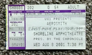 AEROSMITH Concert Ticket Stub Shoreline Amphitheatre NC August 8,  2001 - Picture 1 of 2