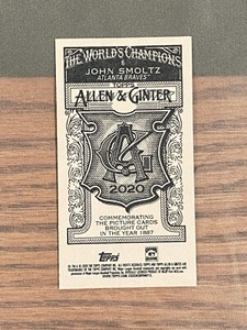 2020 Topps Allen & Ginter JOHN SMOLTZ A&G Back Mini #6 Braves