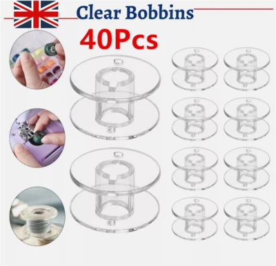 40Pcs Plastic Sewing Machine Bobbins - Spool UNIVERSAL Fits Most Brands, - Image 1 of 4