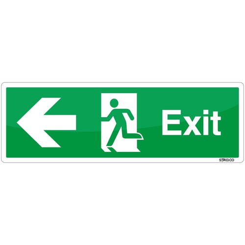 Emergency Exit Left Sign Sticker 200x66mm British Standard Vinyl ...