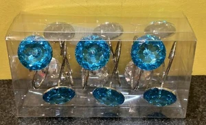 Anillos de ganchos para cortina de ducha azul verdoso, juego de 12 ganchos de ducha de metal duraderos - Imagen 1 de 6