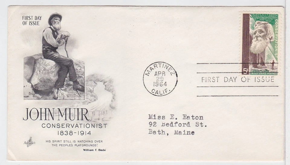 TurtlesTradingPost- John Muir, Writer #1245- 1964 FDC Artcraft Cachet - Image 1 of 1