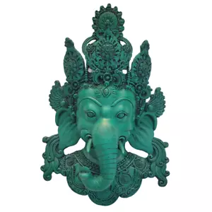 Ganesha Mask 16" with Painting Work Wall hanging Sculpture wall Décor Religious - Picture 1 of 5