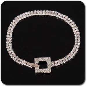 Bracelet Chain Rhinestone Armeife Wedding Bride B 5 MM Clear/Silver - Picture 1 of 2
