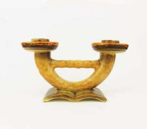 Vintage Ceramic 1960 Art Deco styled Strehla Glazed Candlestick Candleholder - Picture 1 of 4