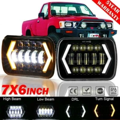 2x 7x6" 5x7" DOT LED Faro DRL Kit de haz alto bajo para camioneta Toyota Nissan Foto 1 de 4