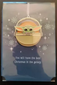 DISNEY HALLMARK Signature CHRISTMAS CARD, STAR WARS GROGU Metal Tree Ornament .2 - Picture 1 of 1