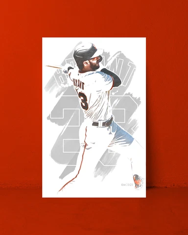 KRIS BRYANT watercolor painting art print/poster SAN FRANCISCO GIANTS FREE S&H! Cover