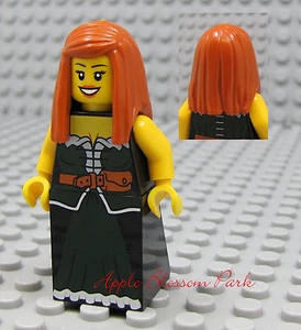 NEW Lego Pirates Orange Hair FEMALE MINIFIG Dark Green Skirt/Dress Princess Girl - Picture 1 of 1