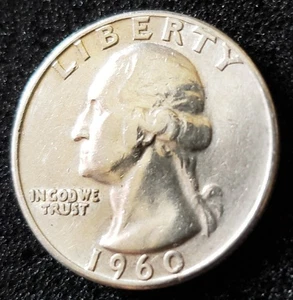 1960 (P) Washington Quarter 90% Silber #330064 tatsächliches Bild - Bild 1 von 3