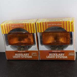 Quartz Ray Quartz Fog Light Pair Vintage 1970s Amber Oblong - Picture 1 of 7