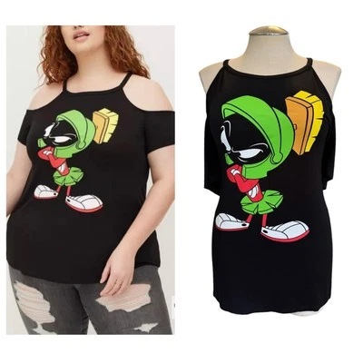 Camiseta Torrid 5 (5X 28) Looney Toons Marvin Martian Súper Suave Hombro Frío Foto 1 de 3