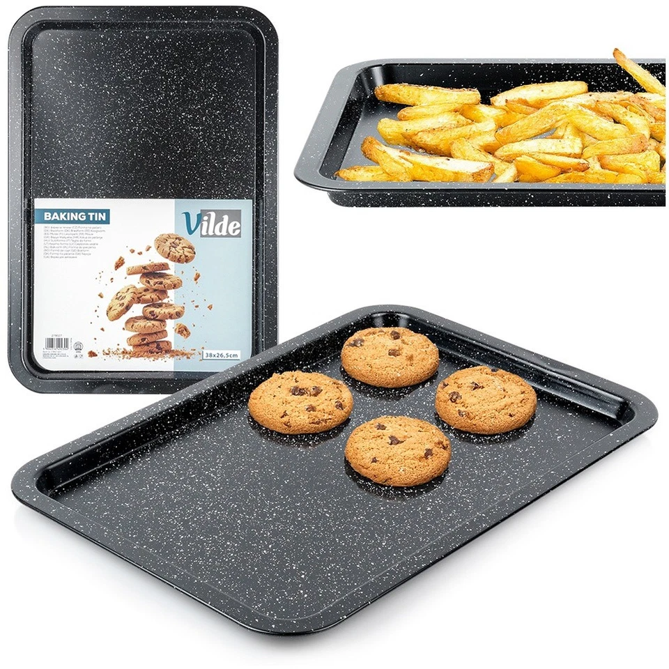 Backblech Ofenblech Kuchenblech Backform mit Granitbeschichtung 38x26,5x1,5 cm - Bild 1 von 4