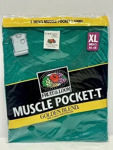 Neu Vintage Fruit of the Loom Muskel Tasche T-Shirt Herren Größe X-LARGE 46-48 Gen - Bild 1 von 6