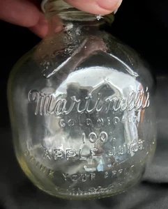 Tarro de vidrio de jugo de manzana medalla de oro Martinelli de colección 10 OZ con tapa - Imagen 1 de 8