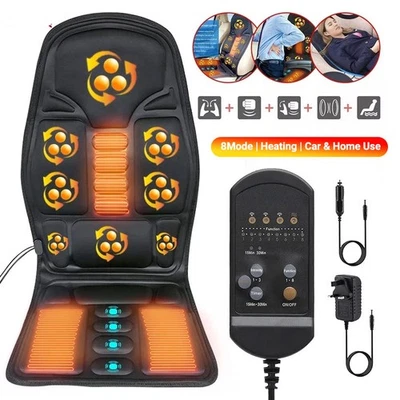 Car Back Seat Massager Heated Remote Control Body Massage Chair Cover Cushion UK