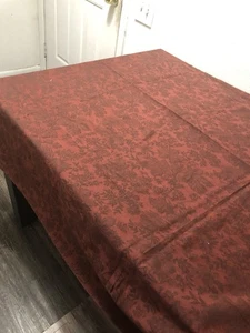 April Cornell For Danica Tablecloth Jacquard Rectangular Burgundy Floral 62x92" - Picture 1 of 11