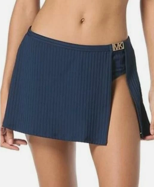 Falda de natación Michael Kors para mujer azul acanalada abertura lateral XS Foto 1 de 1