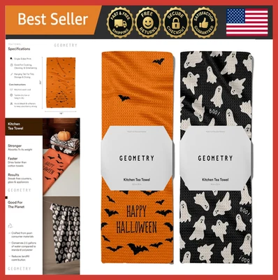 Halloween Microfiber Kitchen Towels Set - Quick Dry, 18"x30", 2 Pack Dish Cloths - Image 1 of 4