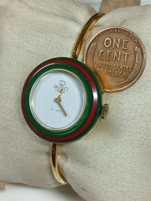 Rare First Model Gucci Change Bezel 1100-L Womens Watch Made In Italy - Image 1 of 4
