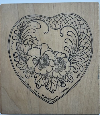 VTG 1998 Large Endless Designs Red Wood Mount Rubber Craft Stamp - Image 1 of 4