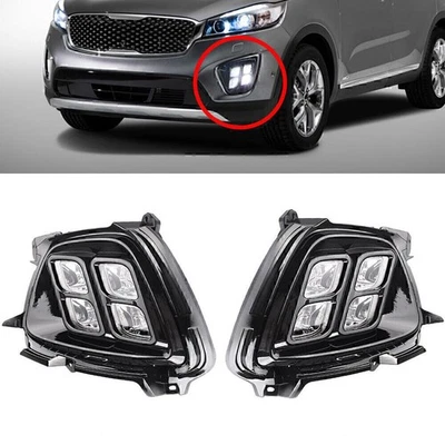 Front LED DRL Daytime Running Driving Lights Fog Lamp For Kia Sorento 2015 2016 - Image 1 of 4