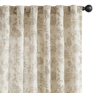 Linen Floral Curtains for Living Room with Printed Flower 84 Inches Long Ligh... - Picture 1 of 9