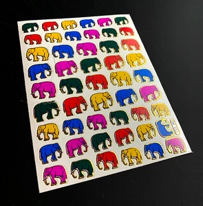 ELEFANTE SAFARI INDIA animal VINTAGE pegatina LÁMINA DORADA HOLO PRISMA prismático - Imagen 1 de 5