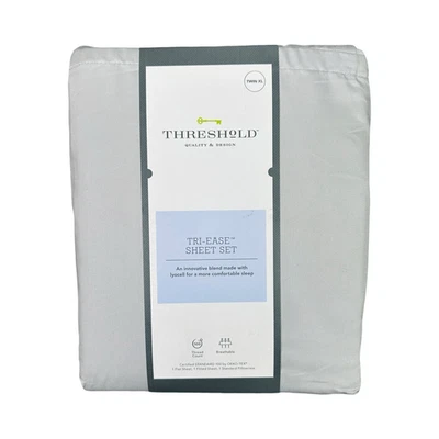 Threshold Tri-Ease Sheet Set Twin XL 500 Thread Count Gray Machine Washable - Image 1 of 4