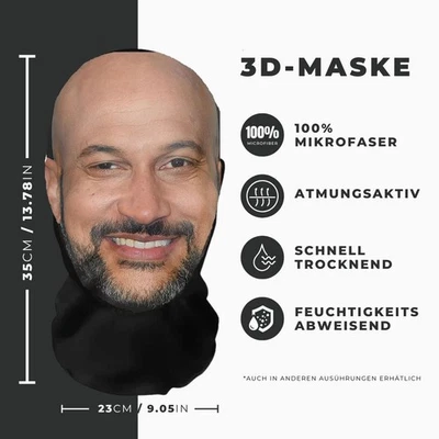 Realistische  3D-Druck Vollgesichtsmaske – Atmungsaktiv, Witz - Bild 1 von 3