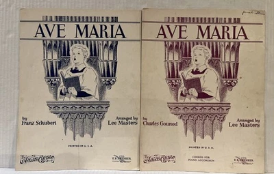 2 X Ave Maria By Gound and SCHUBERT Organizado por Lee Masters / Partituras - Imagem 1 de 2