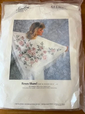 Candamar Designs Shawl Counted Cross Stitch Vintage  Something Special Roses NIP - Image 1 of 2