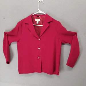 Talbots Women Jacket 6 Single Breasted Classic Fit Three Button Silk Blazer - Picture 1 of 16
