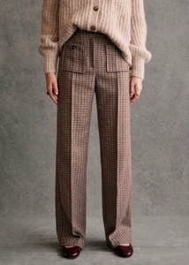 Sezane Dan Trousers Check Plaid Pants Carreaux 32x33 NWT Wool Blend Lined - Picture 1 of 13