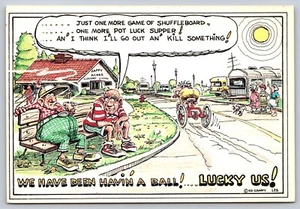 Postal cómic we have been havin' a Ball Lucky Us Happy Acres RV Park - Imagen 1 de 2
