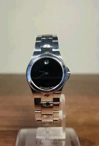 MOVADO Black Dial Sapphire Crystal Luxury Wristwatch Runs Great - Picture 1 of 6