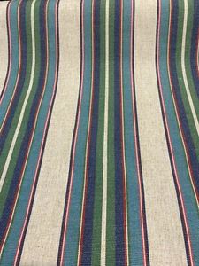 PK Lifestyle Yucatan Stripe Linen Cancun Green Blue Fabric By the Yard - Picture 1 of 9