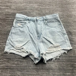 Uniqlo Shorts Size 24 Womens Cut-off Stretch Mid Rise Blue Denim - Picture 1 of 7