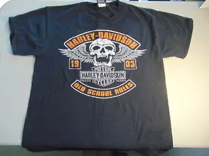 HARLEY DAVIDSON Old School Rules Black Short Sleeve T-Shirt 2015 - Picture 1 of 9