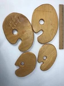 Lot Of 4 Wood Vtg Artist Pallettes Hangers - Imagen 1 de 6
