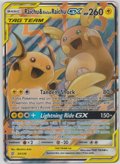 Carta Pokémon Original Raichu Gx, Produto Vintage e Retro Pokémon Usado  72865924