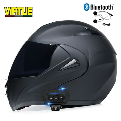 Bluetooth Flip Up Motorcycle Helmet Full Face Dual Lens Sport ATV Moto Helmet - Image 1 of 4