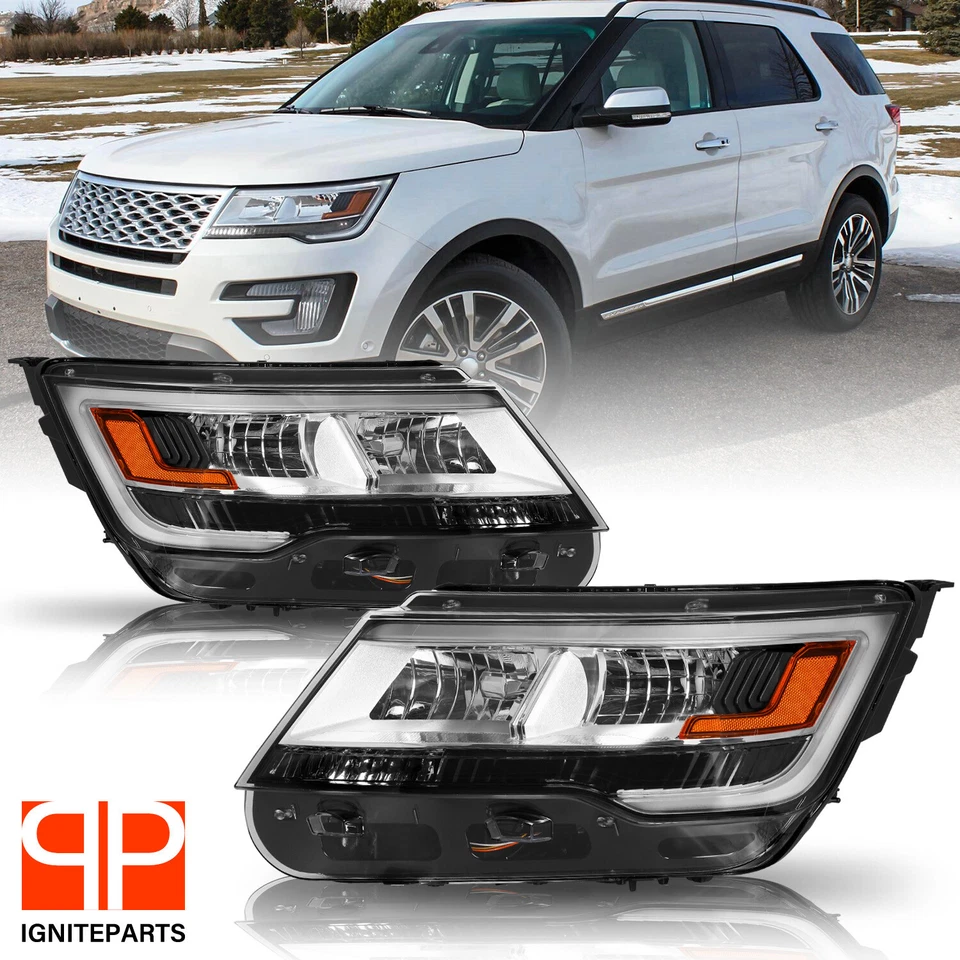 For 2016 2017 2018 Ford Explorer Limited/XLT/Platinum LED DRL Headlights Pair - Image 1 of 1