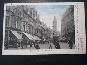 Postcard Newport (Mon), Commercial Street (1904 posted) street view with shops - Picture 1 of 2