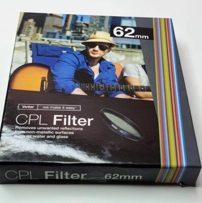 Vivitar 62mm Circular Polarizer CPL Glass Lens Filter 62 mm P-CL C-PL - Image 1 of 3
