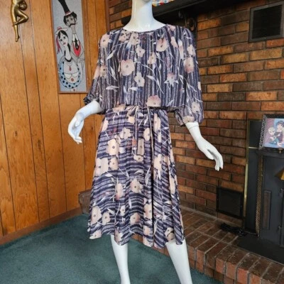 Vestido de Fiesta Blusa Capelet Floral Arte Pop Disco Soul Tren Años 80 De Colección L/XL Foto 1 de 4